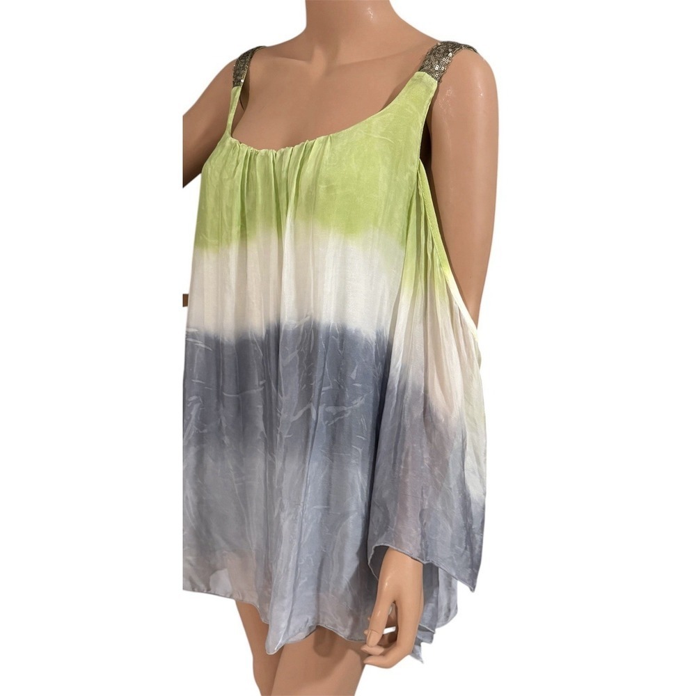 Belle France Tunic Top Womens L Drop Shoulder Fairy Ombre Silk Blend Italy Made